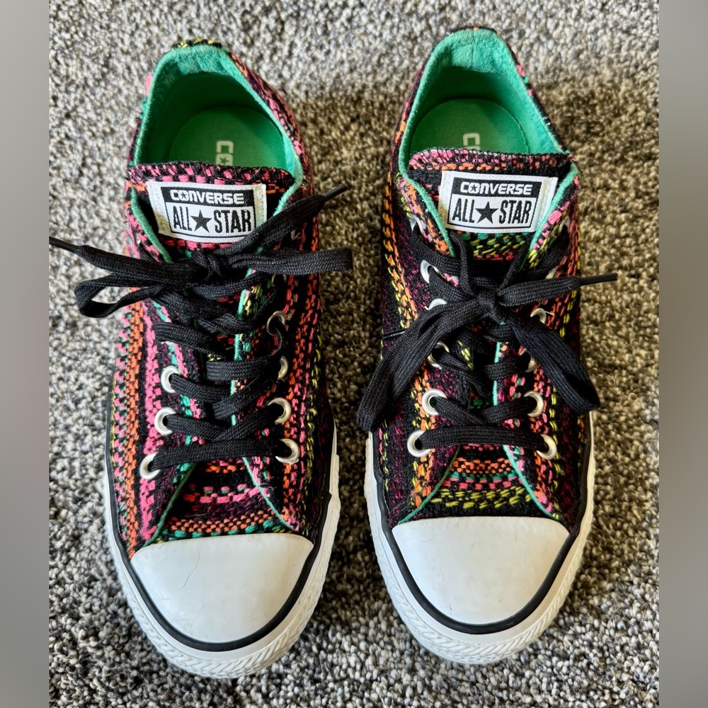 Converse All Star Parakeet OX Rainbow Knit Sneakers Low Top Women's Size 8 - Picture 3 of 12